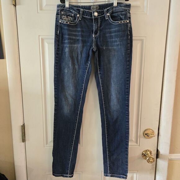 Twelve K Y2K Rhinestone Jeans Women's Size 9 Low Rise Vintage 12K Embellished - Picture 1 of 12